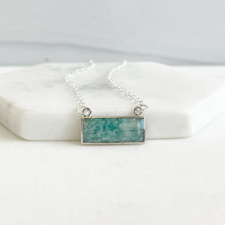 Small Amazonite Bar Necklaces in Sterling Silver or 14k Gold Filled