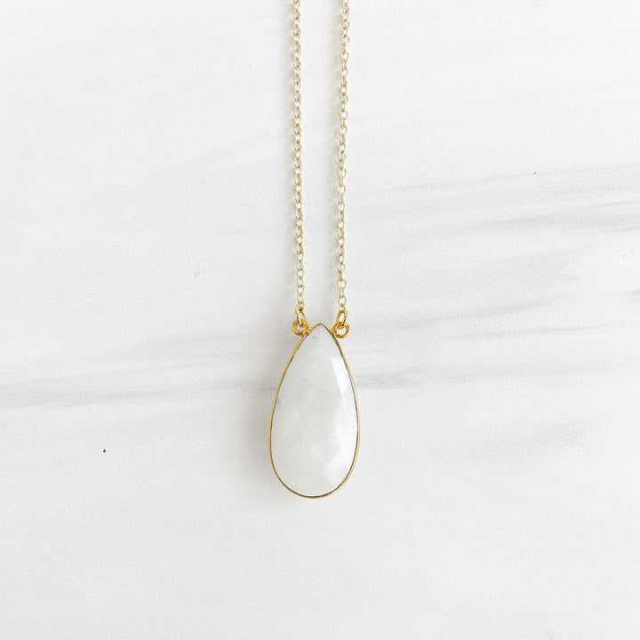 Moonstone Bezel Statement Necklace in Gold