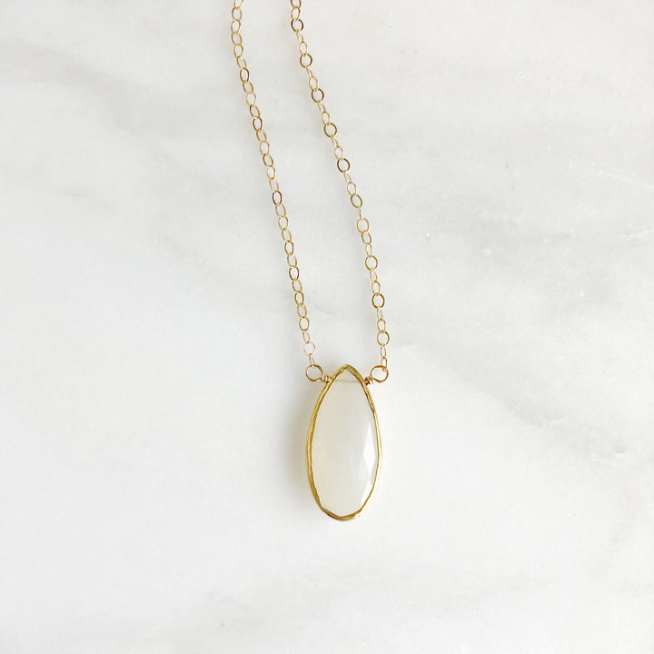 Chalcedony Teardrop Gemstone Necklace