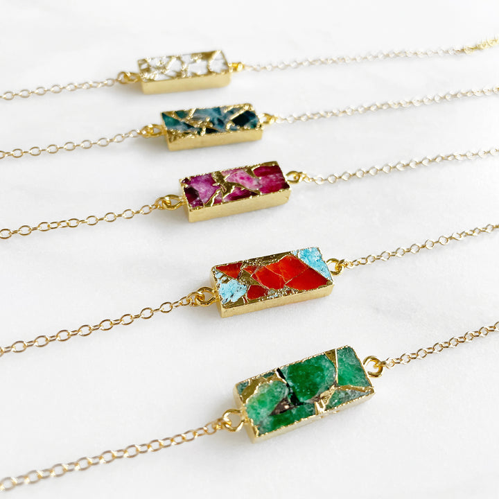 Mojave Turquoise Rectangle Chain Bracelet in Gold