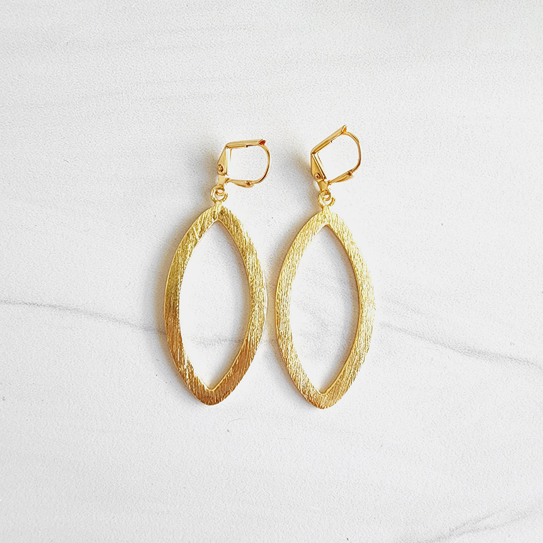 Simple Marquise Statement Earrings in Brushed Gold