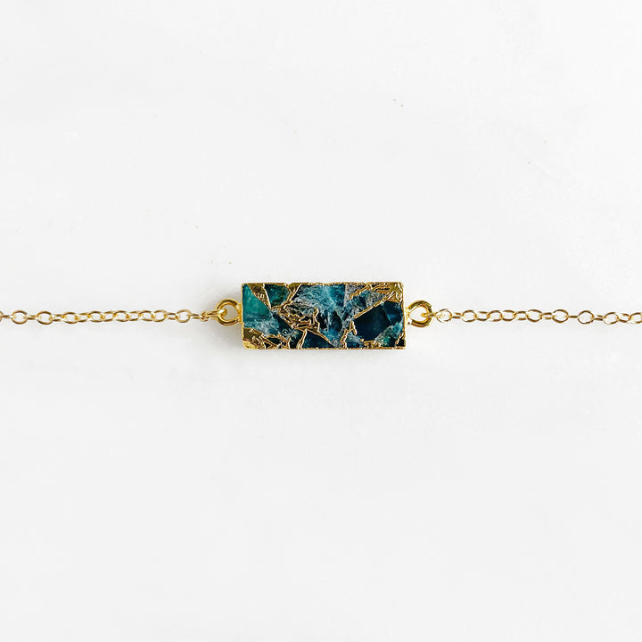Mojave Turquoise Rectangle Chain Bracelet in Gold