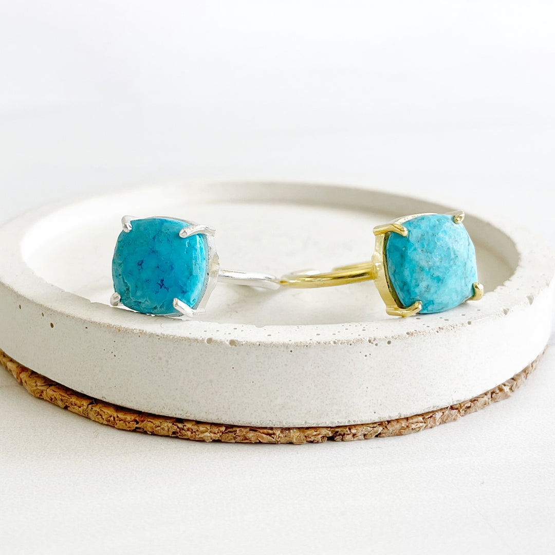 Turquoise Gemstone Ring Prong Setting in Silver or Gold