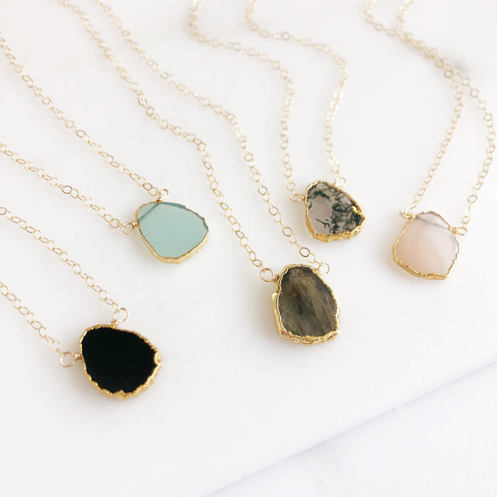 Gemstone Slice Layering Necklaces in Gold