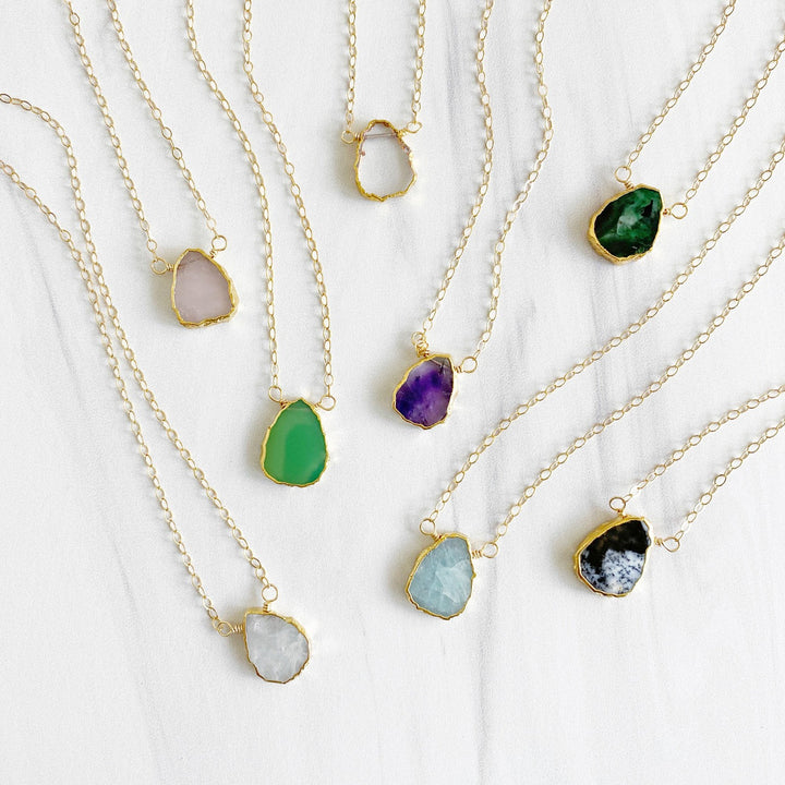 Dainty Gemstone Slice Necklace in Gold