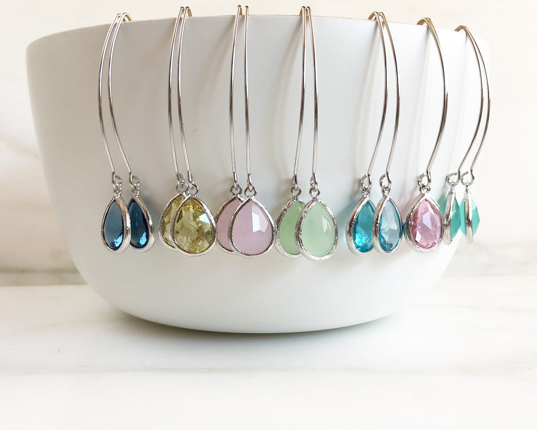 Silver Bridesmaid Earrings. Bridal Earrings. Dangle Drop Earrings