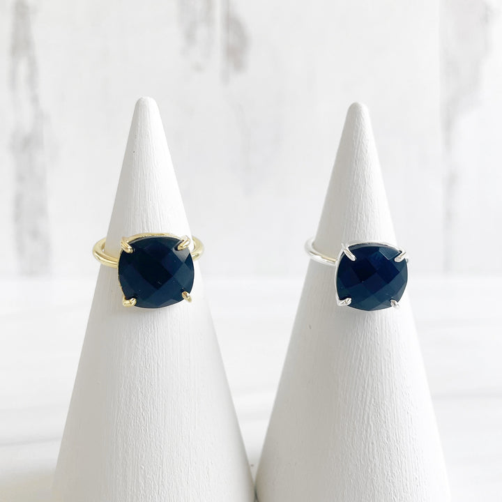 Black Onyx Gemstone Ring Prong Setting in Silver or Gold