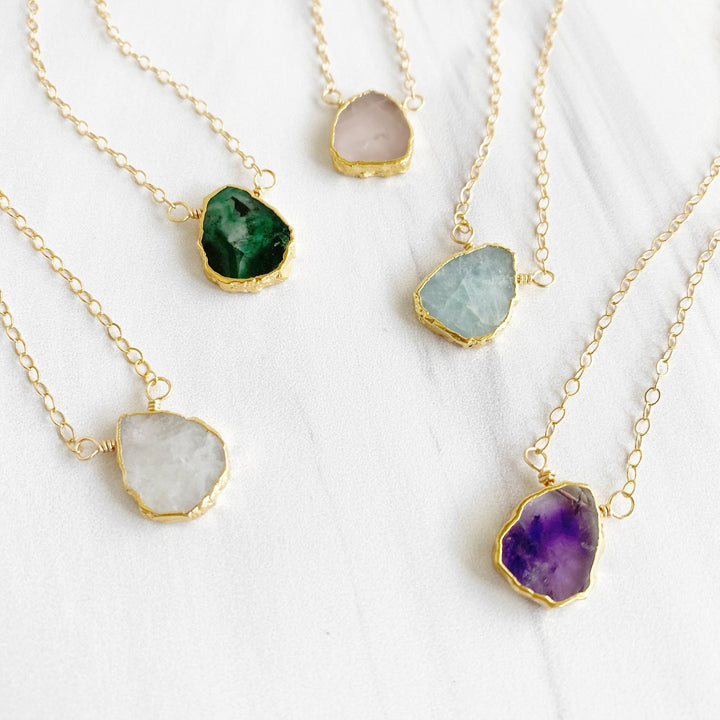 Dainty Gemstone Slice Necklace in Gold