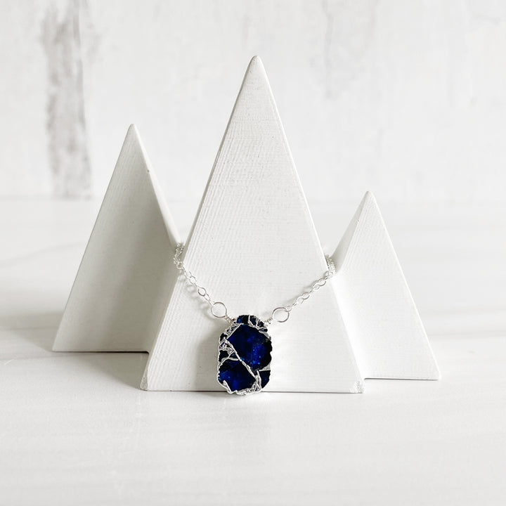Sapphire Mojave Gemstone Slice Necklace in Gold and Silver