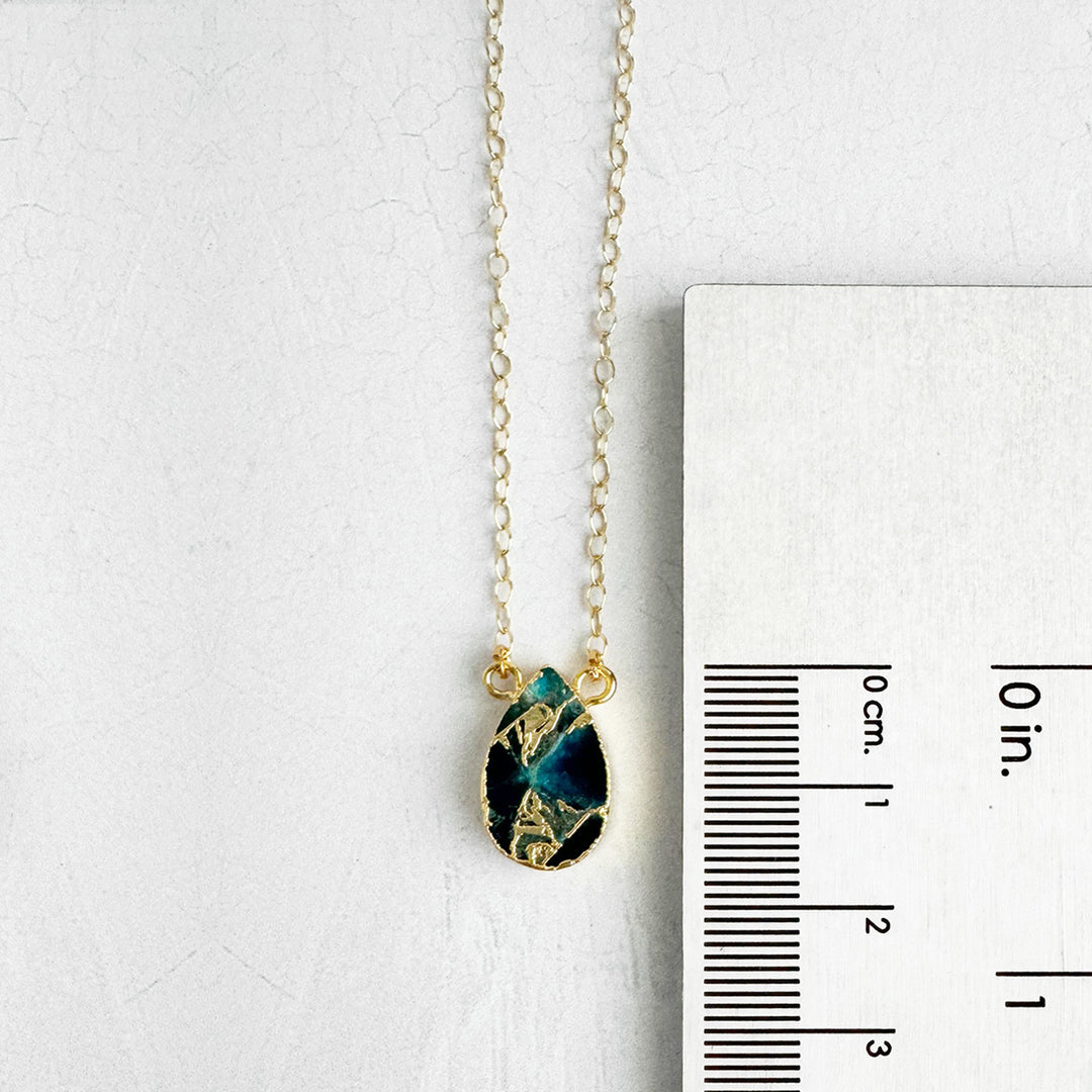 Teal Mojave Teardrop Necklace in Gold Filled and Sterling Silver