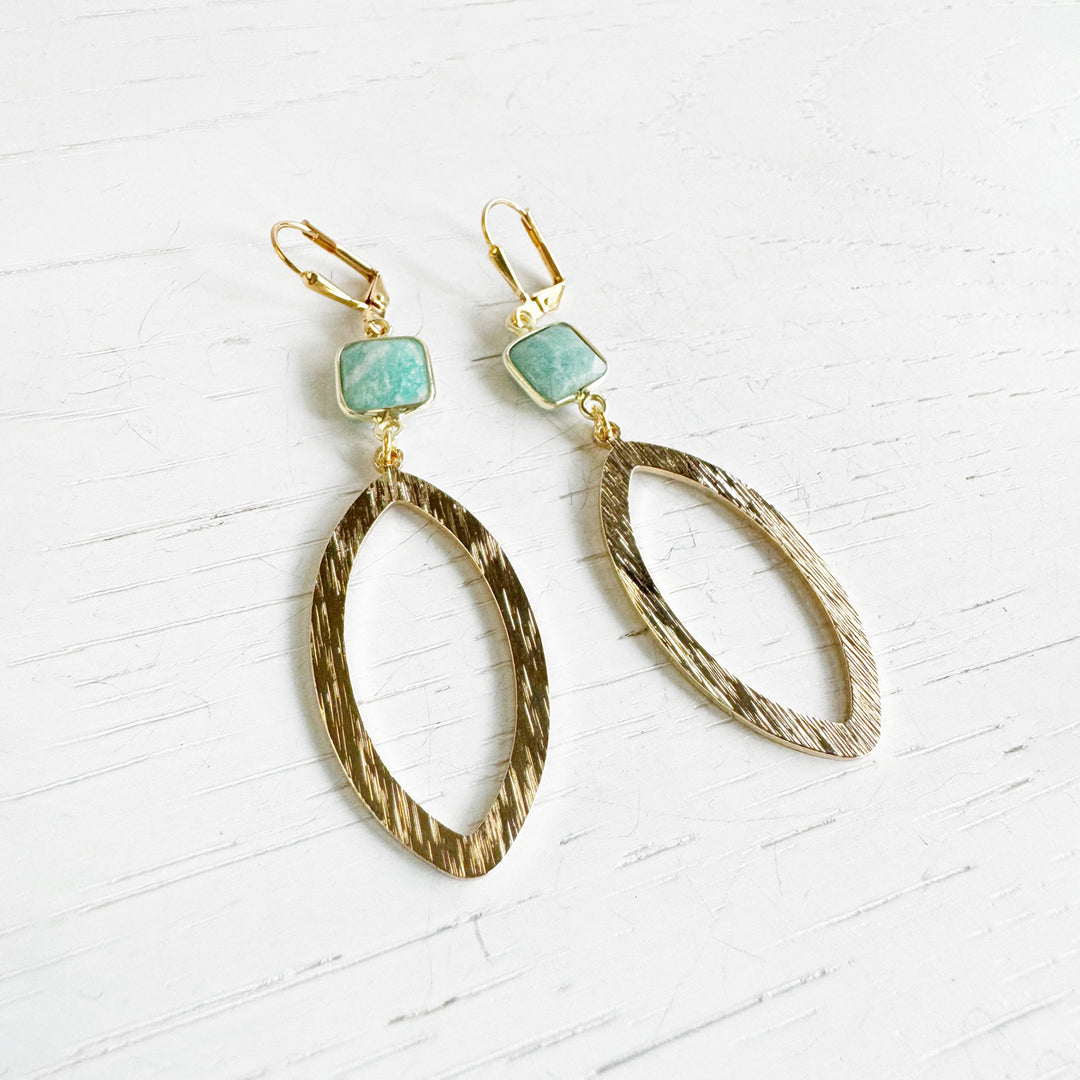 Ammonite Marquise Earrings in Brushed Gold