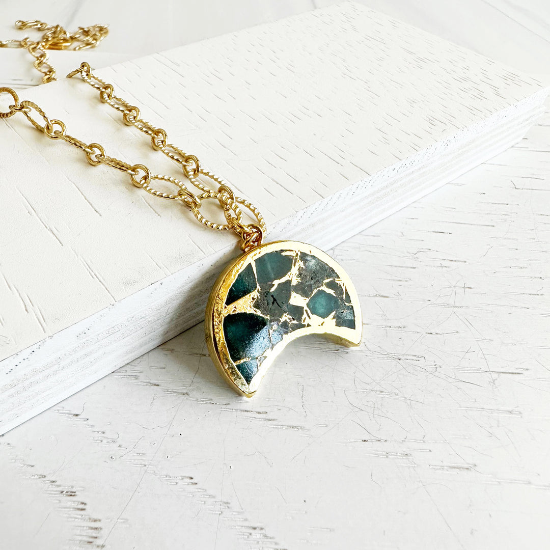 Mojave Crescent Moon Necklace with Chunky Gold Chain