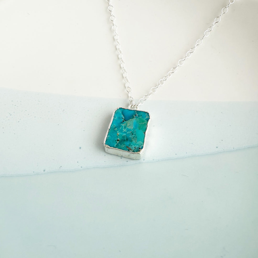 Turquoise Freeform Rectangle Slice Necklace