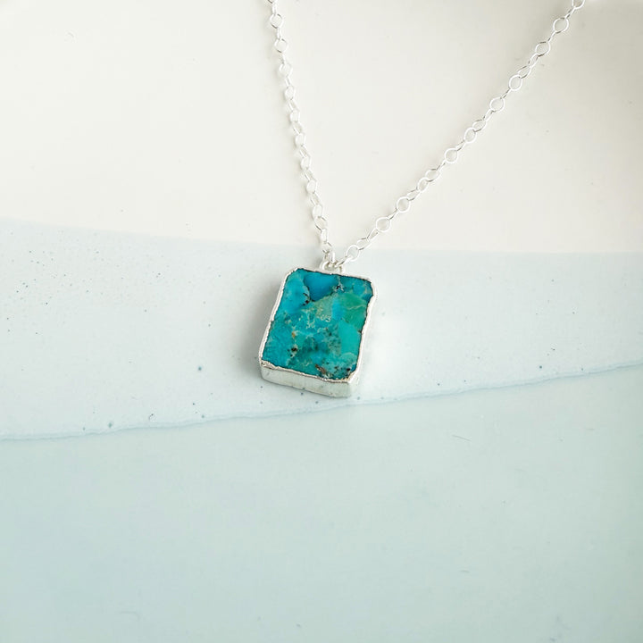 Turquoise Freeform Rectangle Slice Necklace