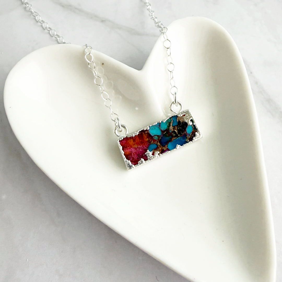 Purple Oyster Turquoise Bar Necklace