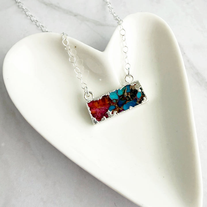 Purple Oyster Turquoise Bar Necklace