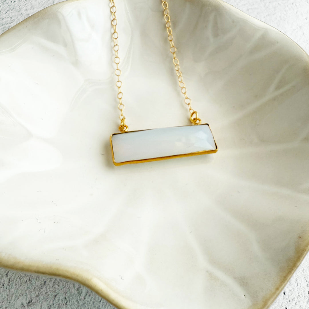 Moonstone Bar Necklace in Gold