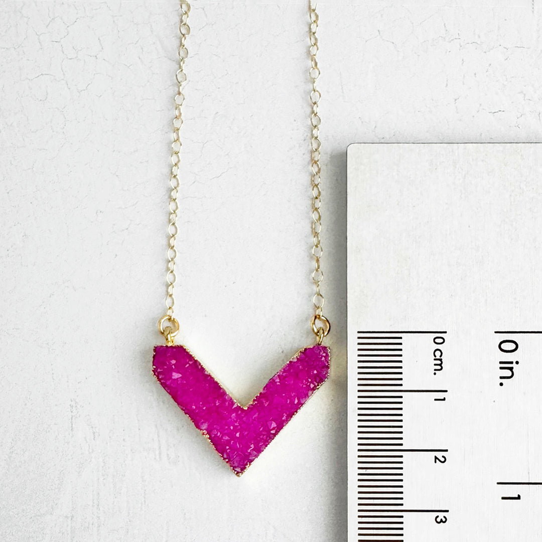 Druzy Chevron Necklace in 14k Gold Filled