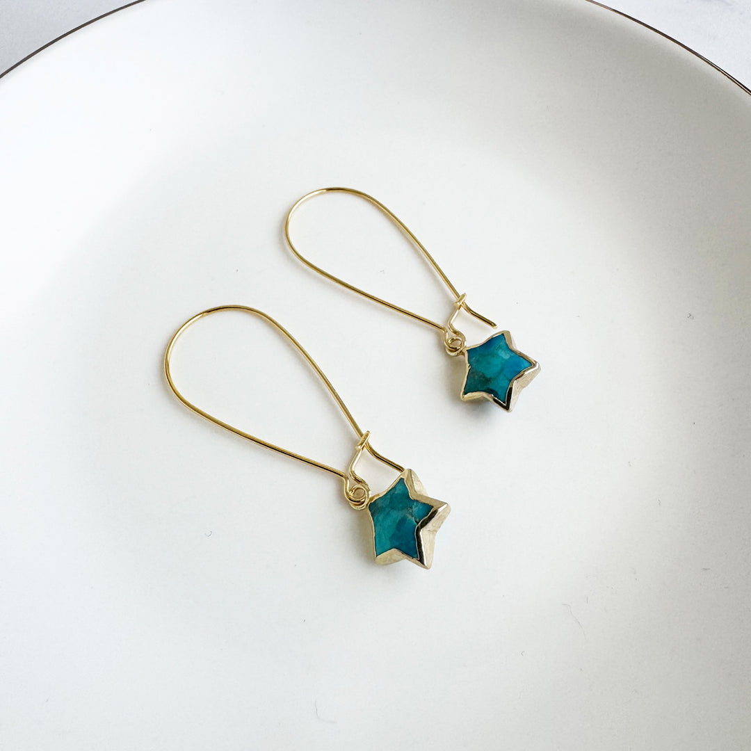 Turquoise Star Drop Earrings in Silver