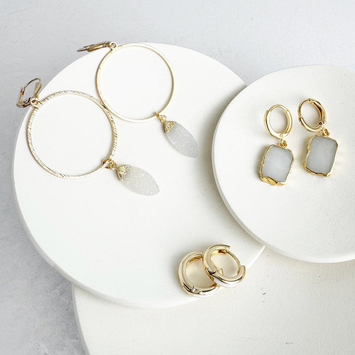 White Stone Hoops and Huggies Bundle