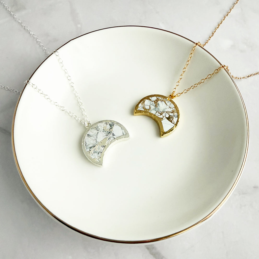 White Mojave Crescent Moon Statement Necklace