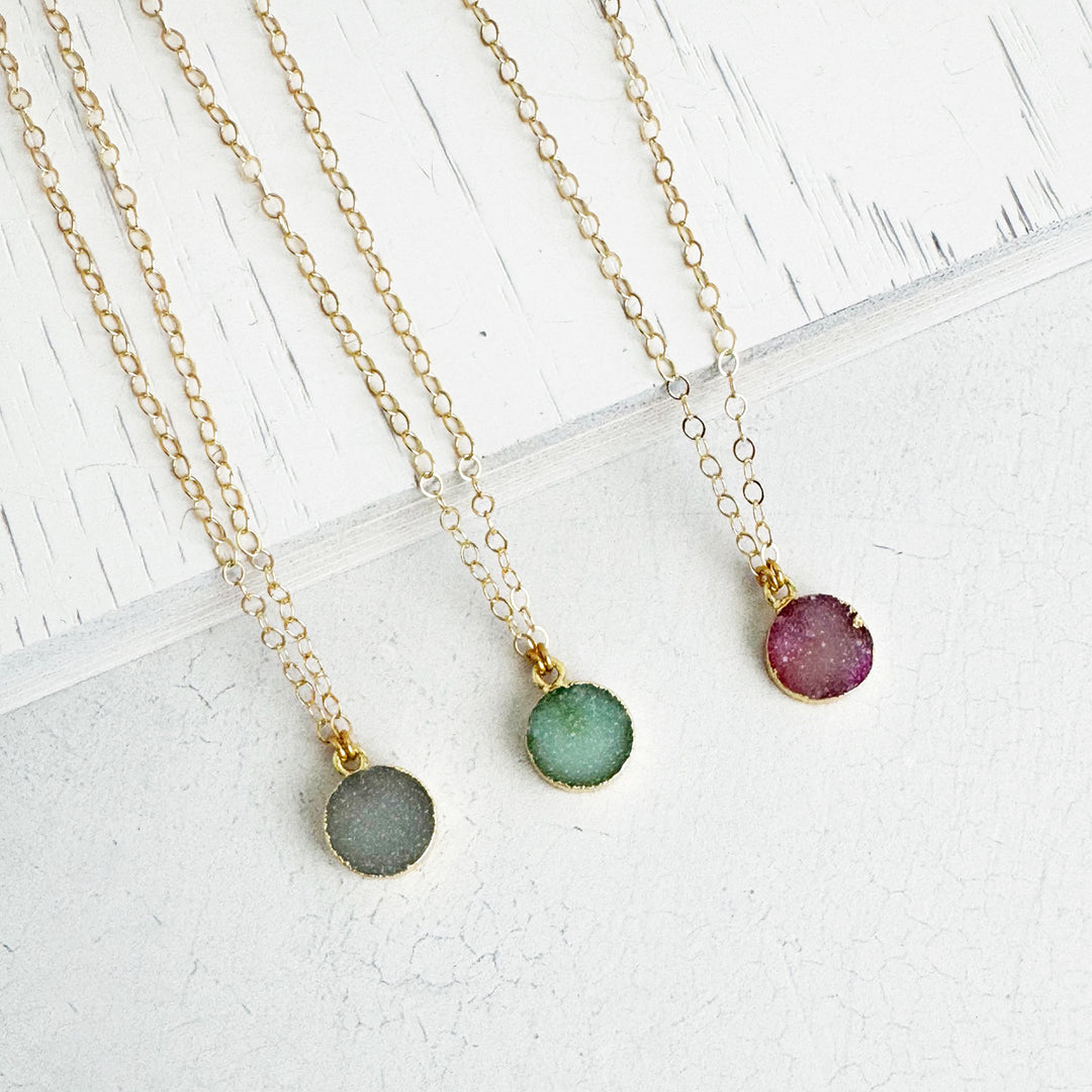 Dainty Druzy Drop Necklace in 14k Gold Filled