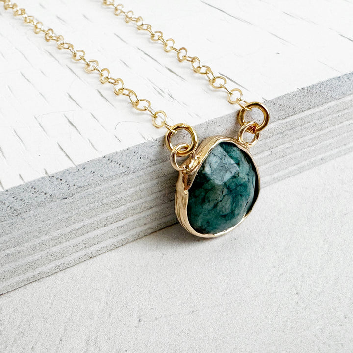 Faceted Jade Teardrop Necklace in 14k Gold Filled