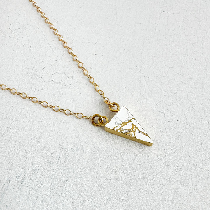 White Mojave Triangle Necklace in Gold and Silver