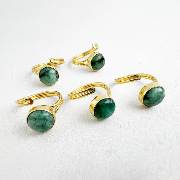 Emerald Wrap Ring in Gold and Silver