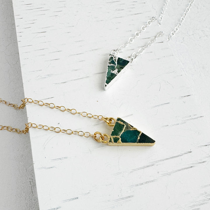 Apatite Mojave Triangle Necklace in Gold and Silver