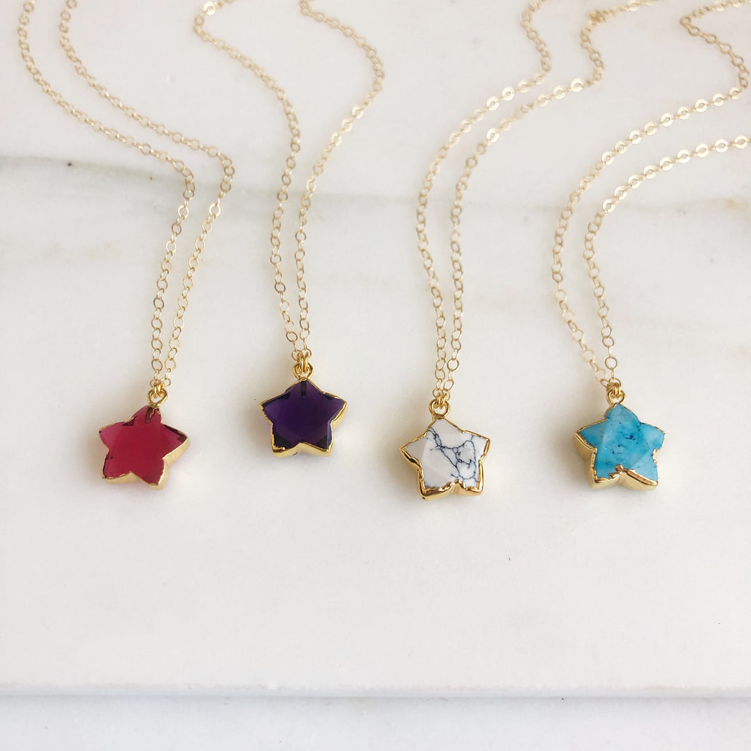 Gemstone Star Necklace in Gold