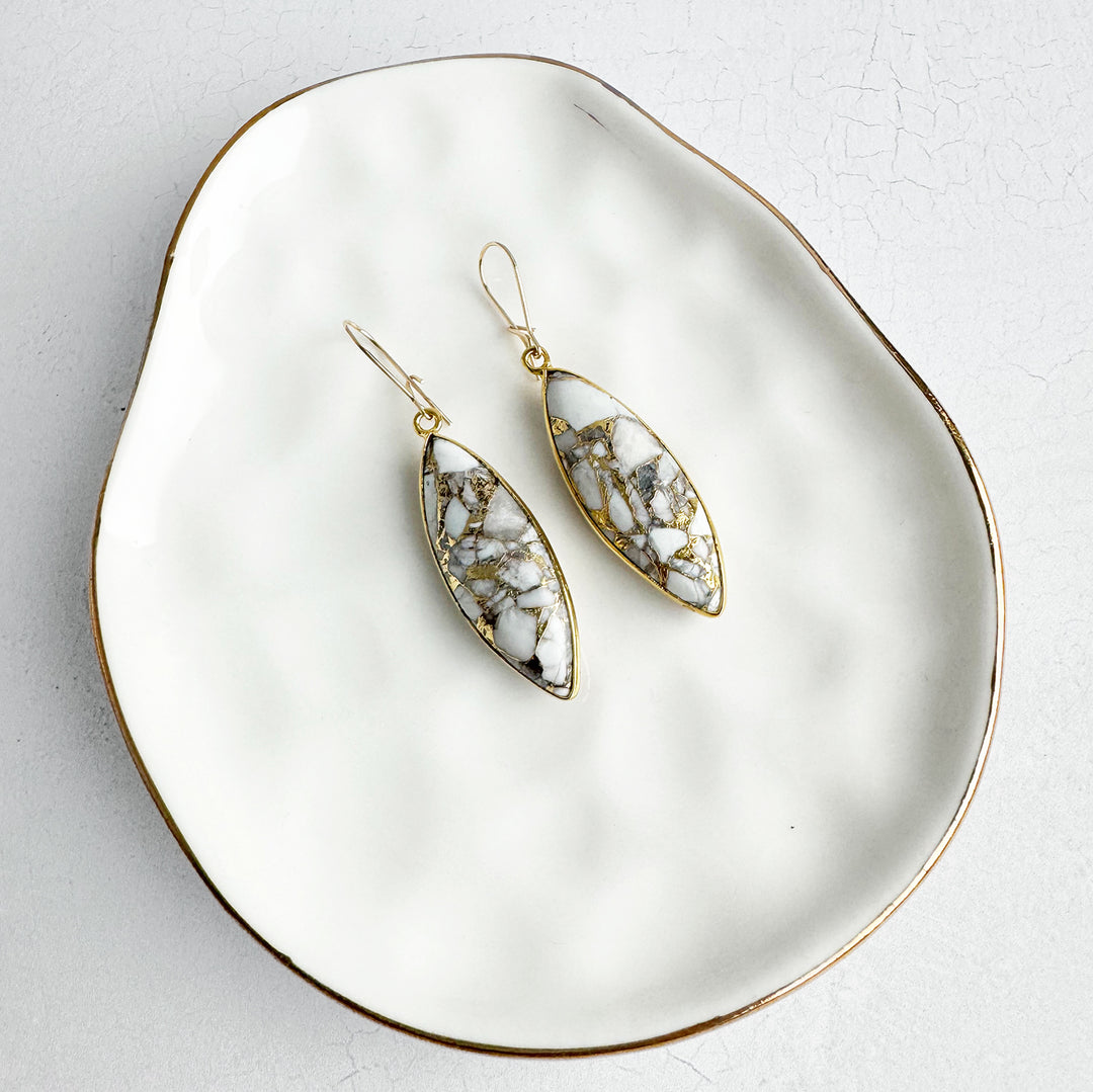 Simple Mojave Marquise Drop Earrings in Gold