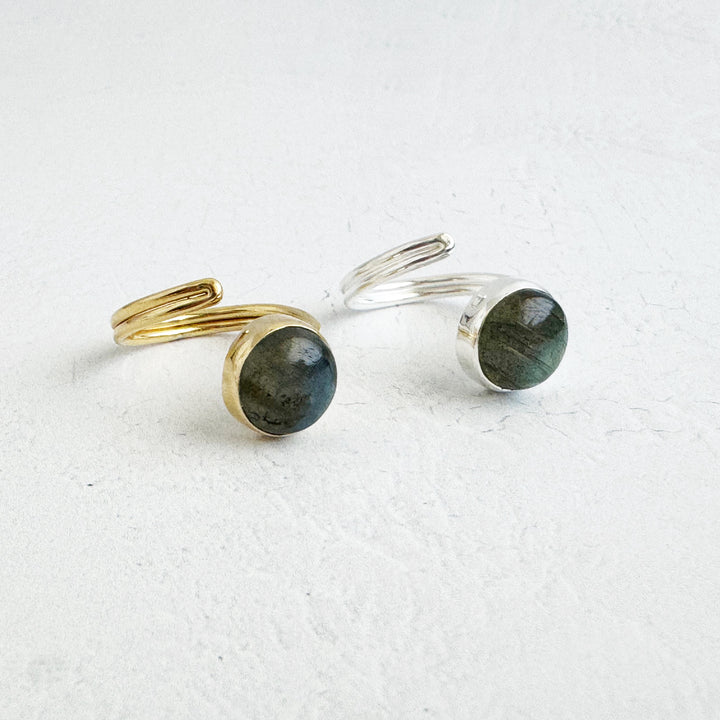 Labradorite Wrap Ring in Gold and Silver