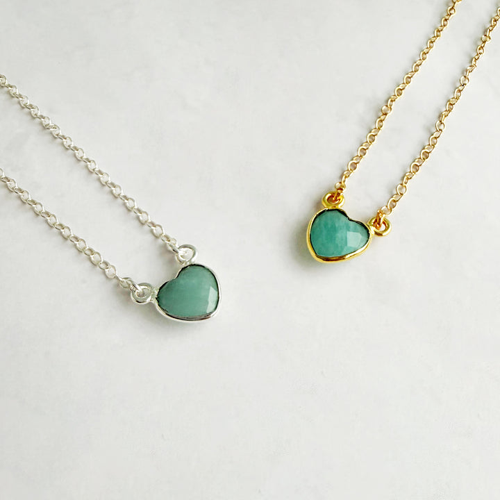 Tiny Amazonite Gemstone Heart Necklace