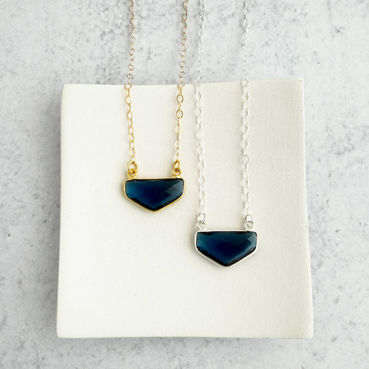 Blue Topaz Chevron Bezel Necklace
