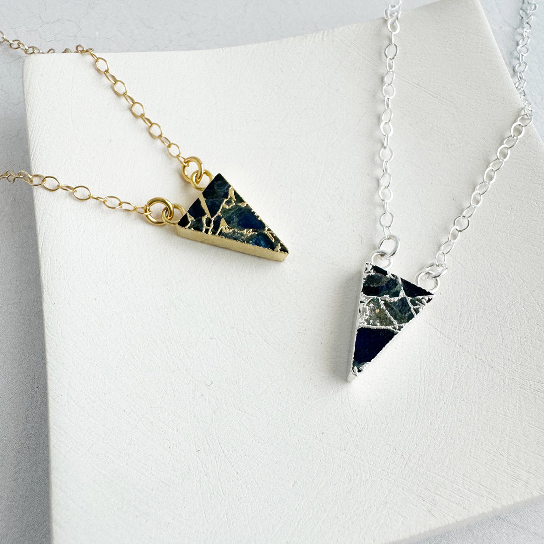 Sapphire Mojave Triangle Necklace in Gold and Silver