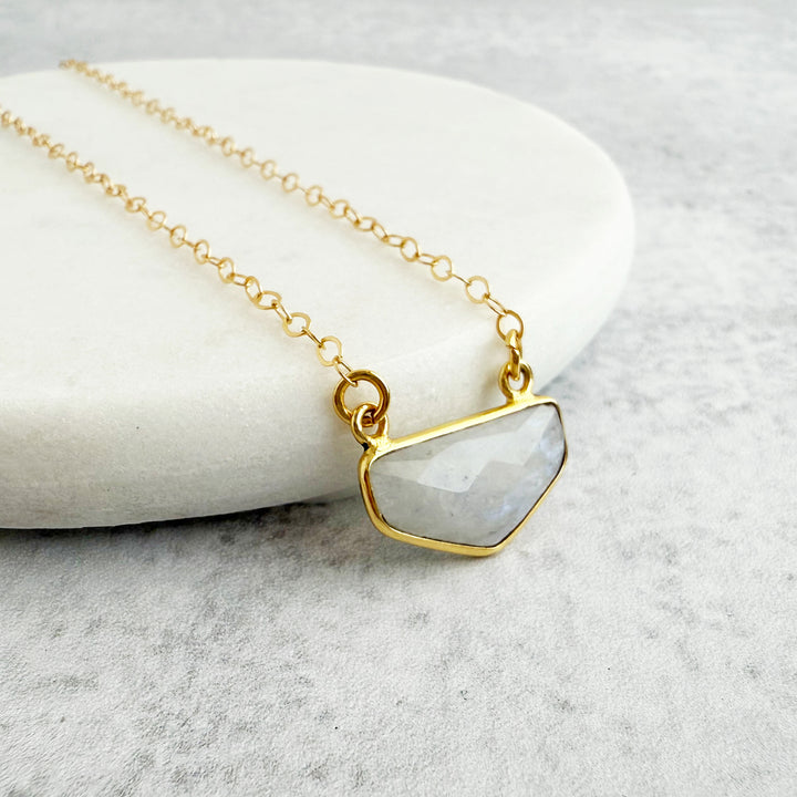 Moonstone Chevron Bezel Necklace