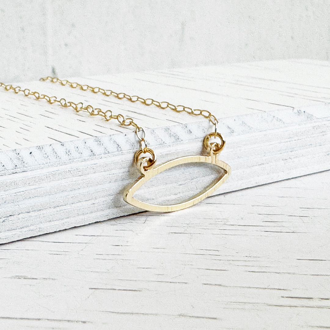 Marquise Charm Necklace in 14k Gold Filled Chain