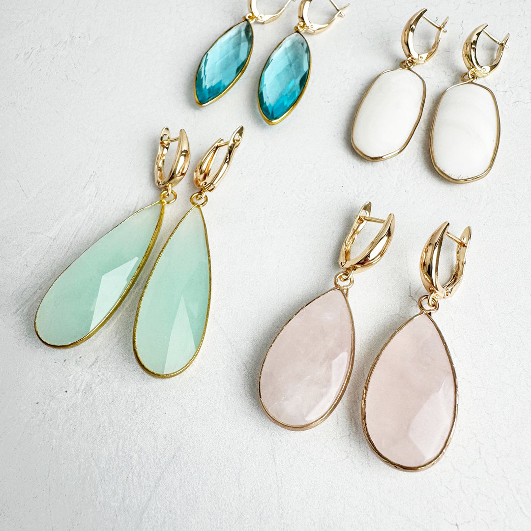 Elegant Gemstone Drop Earrings in Gold