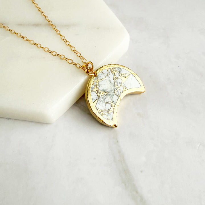 White Mojave Crescent Moon Statement Necklace