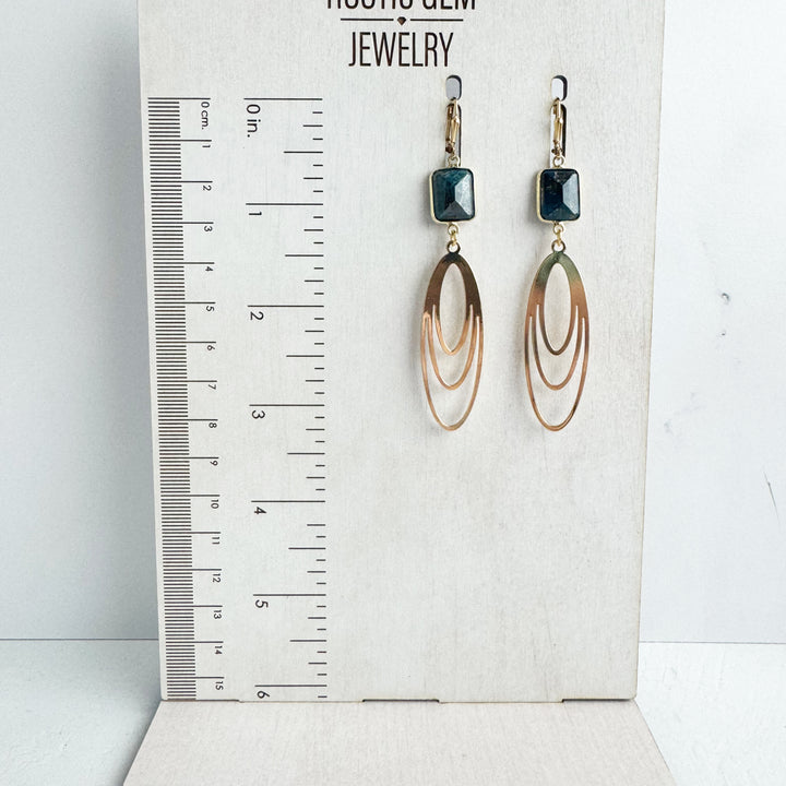 Ruby Zoisite and Layered Oval Statement Earrings in Gold