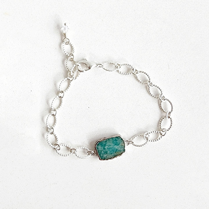 Chunky Chain Amazonite Bracelet in Silver