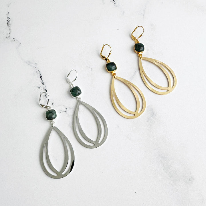 Emerald and Layered Teardrop Statement Earrings