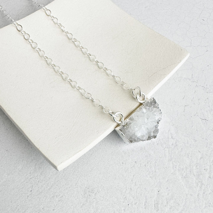 Small White Druzy Chevron Necklace in 14k Gold Filled and Sterling Silver