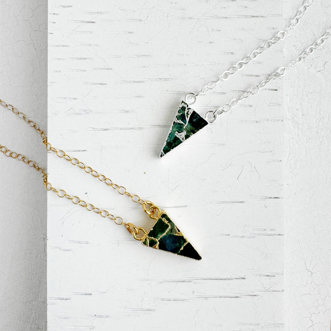 Apatite Mojave Triangle Necklace in Gold and Silver