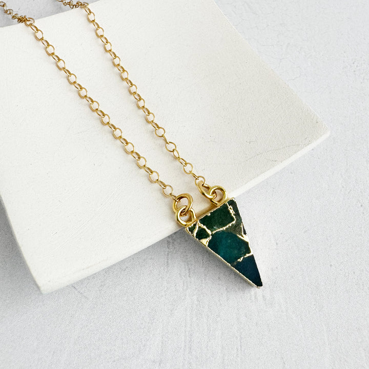 Apatite Mojave Triangle Necklace in Gold and Silver