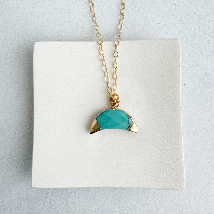 Turquoise Howlite Moon Necklace in 14k Gold Filled