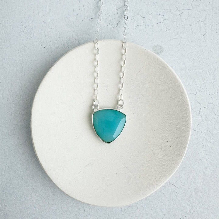 Light Blue Chalcedony Trillion Necklace