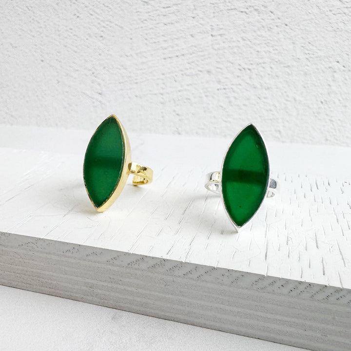 Marquise Statement Ring – Green Onyx