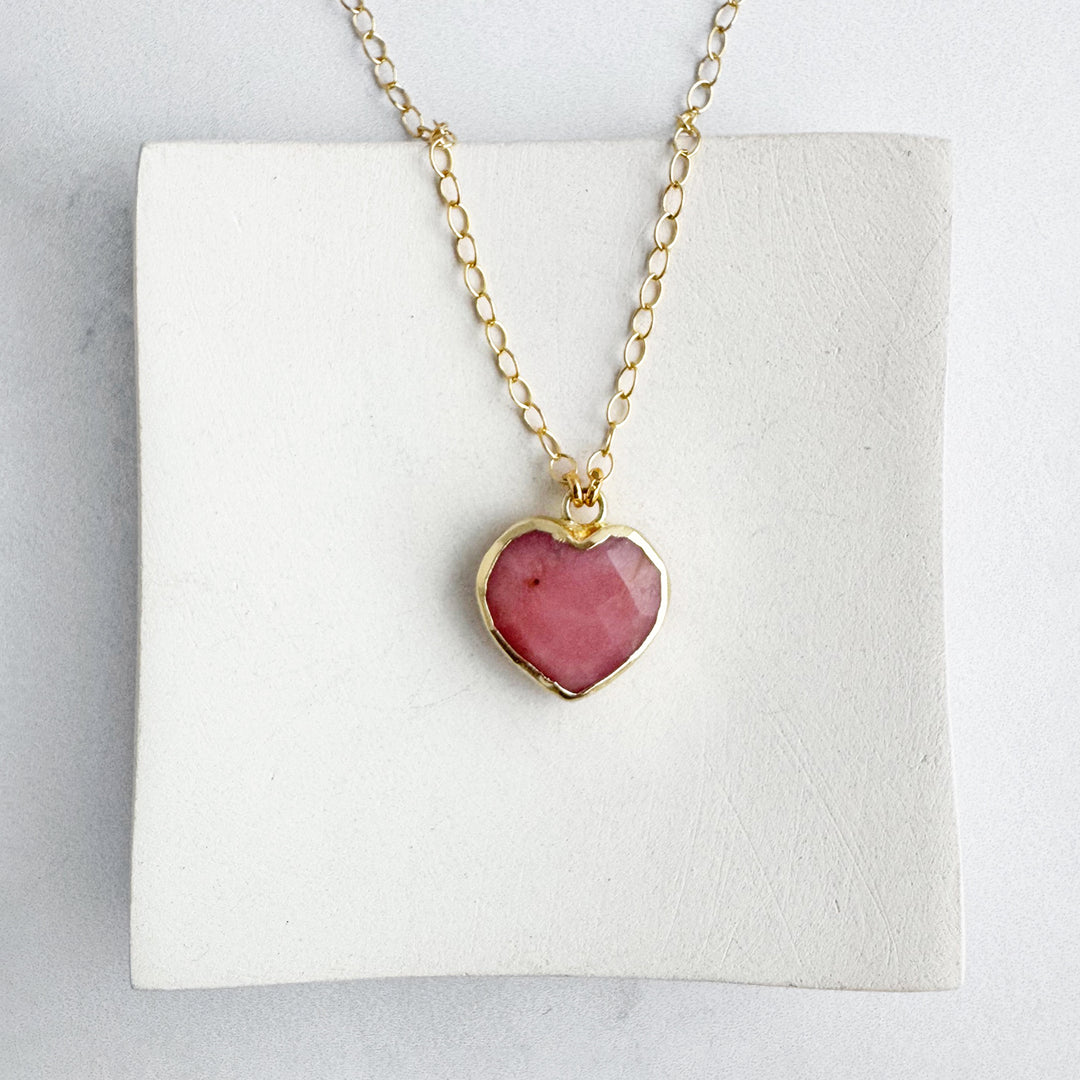 Dainty Heart Gemstone Necklace in Gold